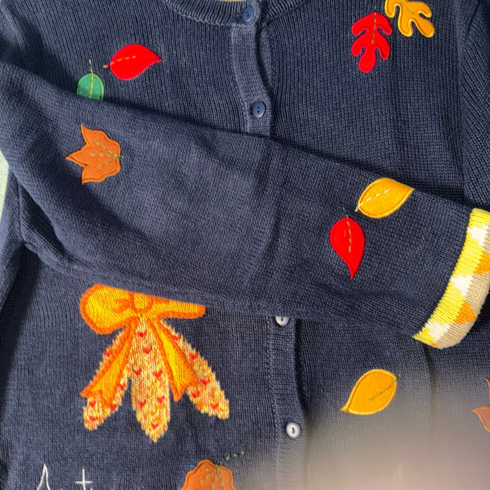 The Quacker Factory Womens Embroidered Multi Color Buttoned down Cardigan Large - Picture 8 of 14